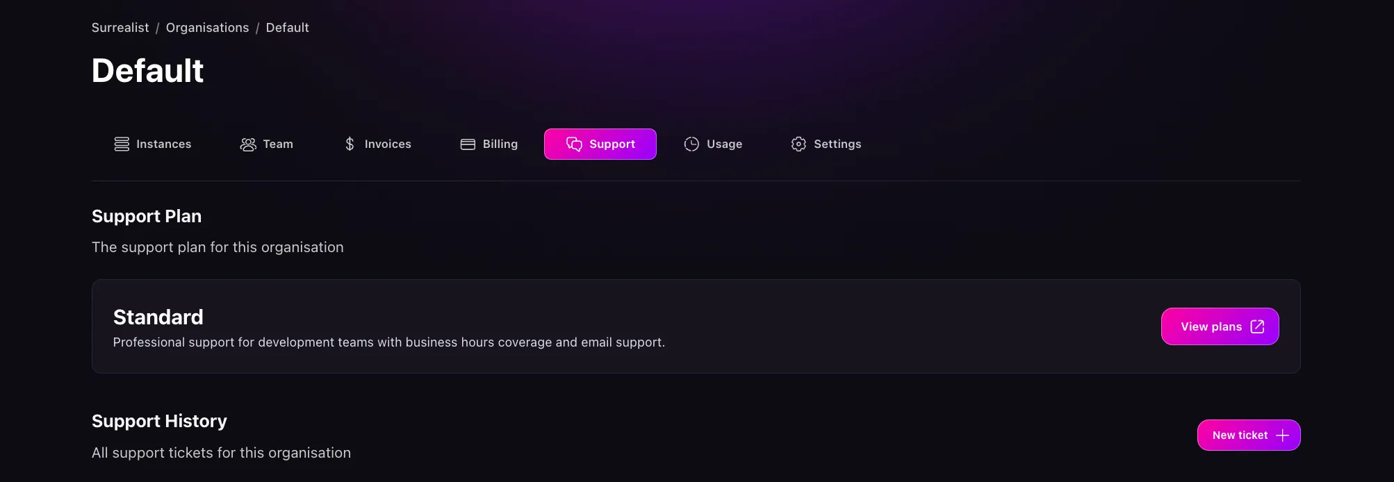 Create support ticket
