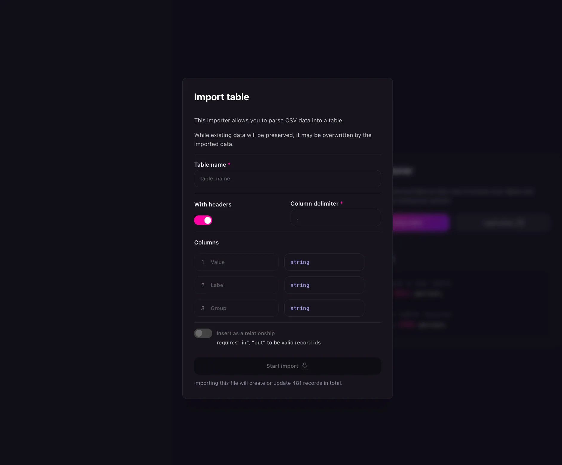 Surrealist import view